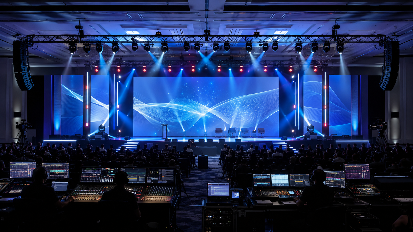 Complete audio, video, lighting and event production setup