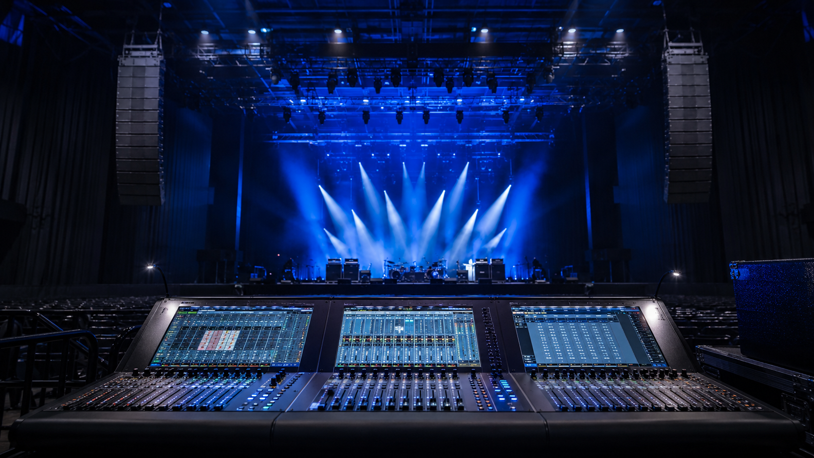 Professional live sound mixing console and concert stage