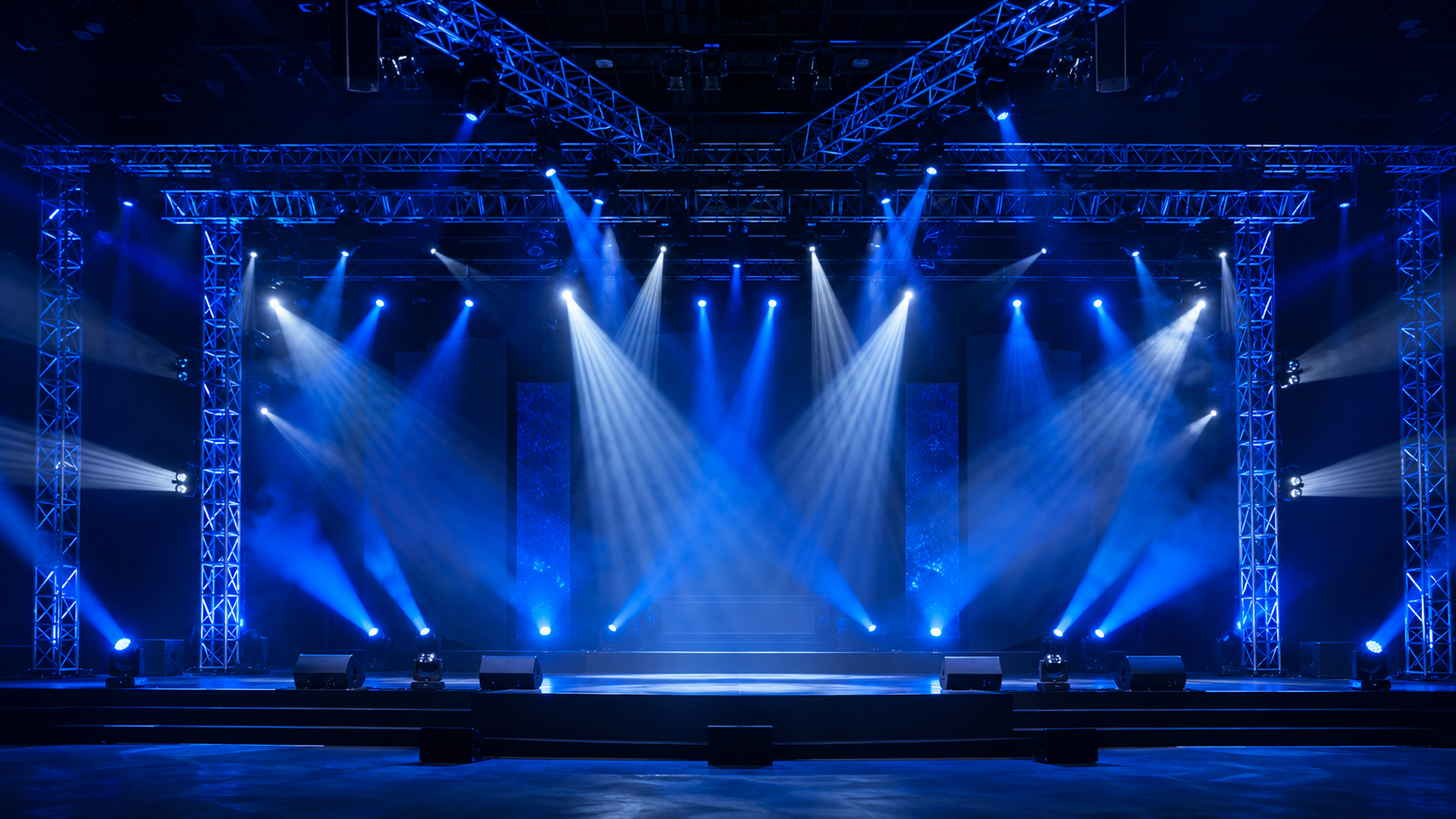 Professional blue stage lighting and event production